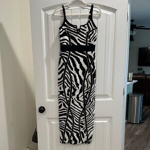 Fashion Nova Black & White Zebra Maxi Dress